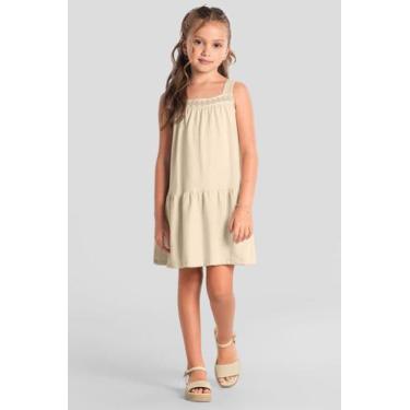 Imagem de Vestido infantil menina malha artesanal Mundi, Natural, 10