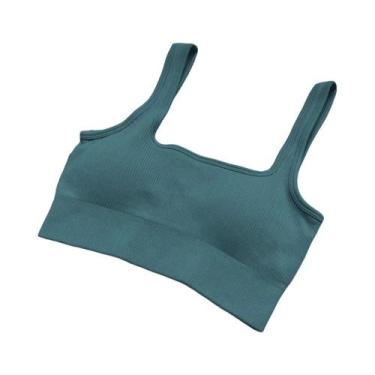 Imagem de Sutiã Esportivo Feminino Sem Costura Em Cor Sólida Com Almofada Embuti
