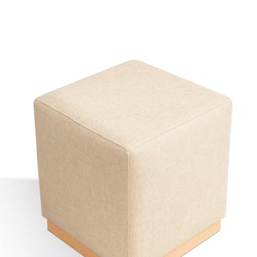 Imagem de Puff para Sala de Estar Linho 47x50cm Leti Bege