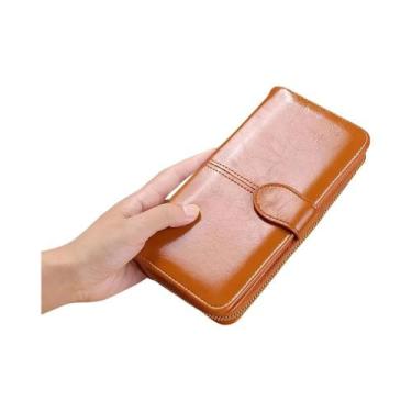 Imagem de Carteira Feminina De Couro Tipo Clutch, Porta Cartões E Moedas, Cartei