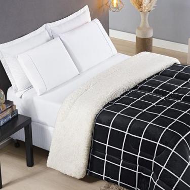 Imagem de Kit Coberdrom Edredom Sherpa Queen Dupla Face Pele de Carneiro + Jogo 