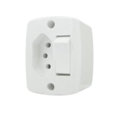 Imagem de Conjunto Interruptor Simples + Tomada 10a - Linha Retangular - Ilumi