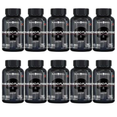 Imagem de Kit 10X Thermo Flame Hardcore Termogênico - 60 Tablets - Black Skull-Masculino