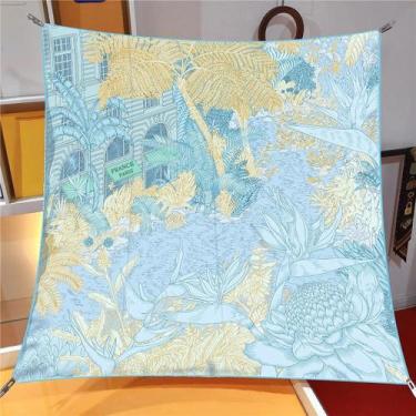 Imagem de Lenço De Seda Twill 90x90CM Hawaii, Moda De Verão, Proteção Solar, Est