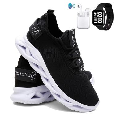 Imagem de Kit Tênis Masculino Esportivo Para Corrida e Treino Super Leve e Confortável com Fone e Relógio-Masculino