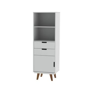 Imagem de Estante Vintage Paris 1 Porta 2 Gavetas Branco - Olivar Móveis, Branco
