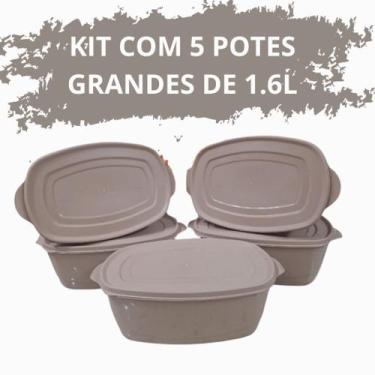 Imagem de Kit 5 Potes Grandes de 1600 ML Premium Free BPA Frezeer e Micro-Ondas 