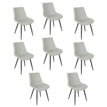 Imagem de Kit 8 cadeiras estofadas design industrial Chicago Cinza Claro - Laraz