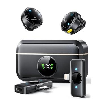 Imagem de Microfone de Lapela sem Fio EL-1851 Compatível com Android e Ios com Redução Inteligent...