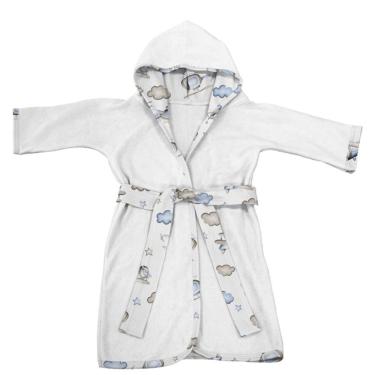 Imagem de Roupão Infantil Kim para Banho com Capuz em Malha Plush Atoalhado Branco 88% Algodão 12% Poliéster Tecebem