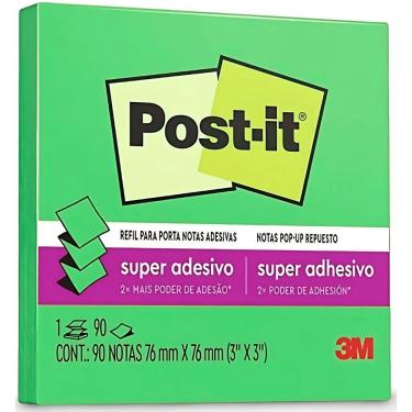 Imagem de Refil para Bloco de Notas Adesivas Verde Post-it 76X76 mm Reposicionáveis Sanfona 90 Fo...