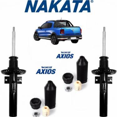 Imagem de Kit Batente Axios + 2 Amortercedor Nakata Saveiro Cross Dianteiro 2010