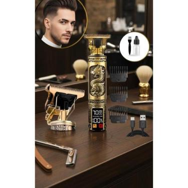 Imagem de 2x Máquina Cortar Cabelo Barba Dourada Bivolt LED - Congratulations St