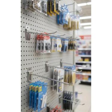 Imagem de 2x Ganchos Painel Canaletado 25cm Prateado Zinco - 100 Un. - Congratul