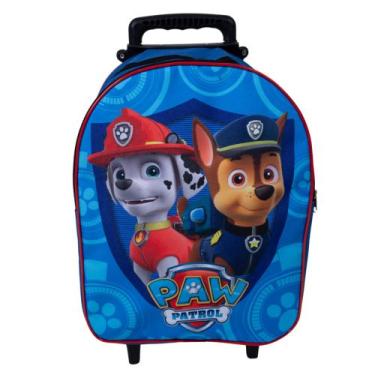Imagem de Mochila Escolar Patrulha Canina Carrinho Menino Azul