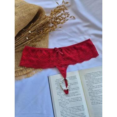 Imagem de Calcinha Lingerie Tanga Tailandesa Com Pérolas Estimulantes Sex Shop -