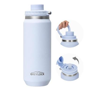 Imagem de Garrafa de água Greylock isolada 600mL com tampa de palha de aço inoxi