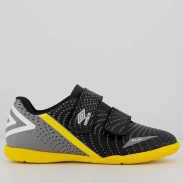 Imagem de Chuteira Umbro Flip Futsal Kids Preta e Cinza-Unissex