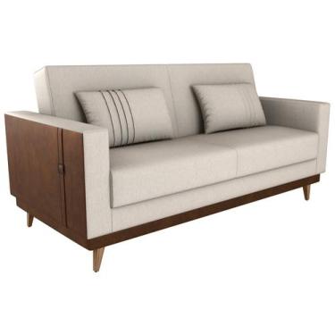 Imagem de Sofá-cama 3 Lugares Casal Reclinável Linho Matrix Esther, Areia, 3
