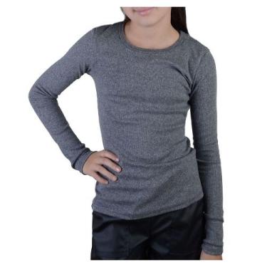 Imagem de Blusa Juvenil Feminina Malwee Canelada Básica ML Cinza - 100, 16, Cinz