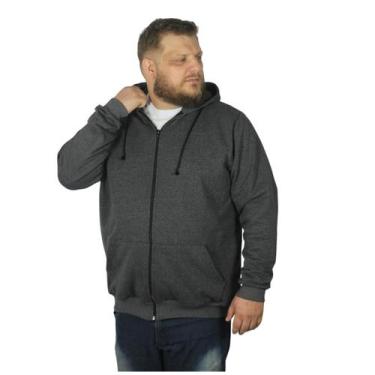 Imagem de Casaco Blusa Moletom Plus Size Masculino Peluciado Com Zíper E Capuz J