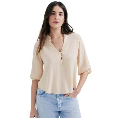 Imagem de Blusa hering manga 7/8 bufante feminino ref: herhfa3, Amarelo, PP