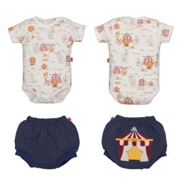 Imagem de Conjunto Body Tapa Fralda Suedine Branco Bebê Pipoquinha, M
