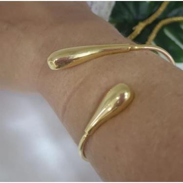 Imagem de Bracelete "gotas". Peça banhada a ouro,  detalhe gotas nas pontas. - P