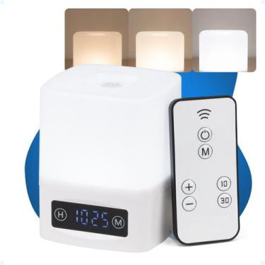 Imagem de Abajur De Mesa Touch Luminária Led Recarregável Com Relógio - Vagolume