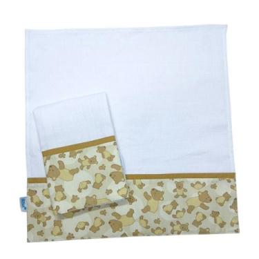 Imagem de Kit Bebê Ursinhos 2 Fraldas de Boca Premium Bege - Lilifish - Lilifish