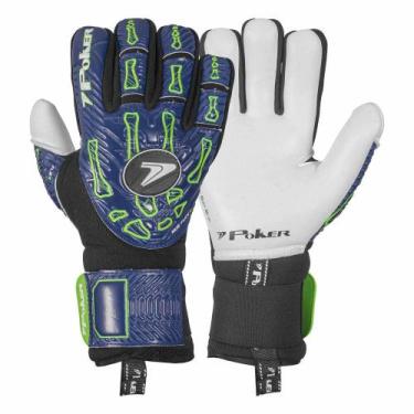 Imagem de Luva De Goleiro Poker Futebol De Campo Profissional Hug Flex 4, Azul, 