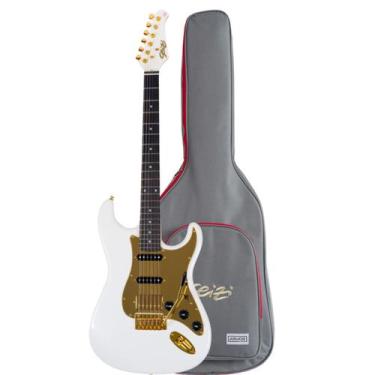 Imagem de Guitarra Seizi Vintage Budokan HSS Pearl White Gold Mirrored Pickguard