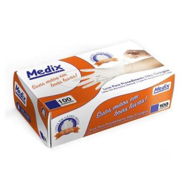 Imagem de Luvas Medix Látex Branco com Pó Alta Sensibilidade 100 Unid, P