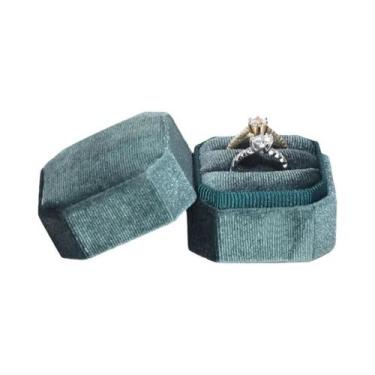 Imagem de Caixa De Anel Pequena Em Corduroy 5x5x4cm, Caixa De Joias Hexagonal Em