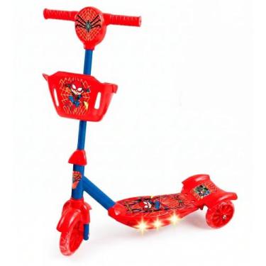Imagem de Patinete Herói Aranha 3 Rodas com LED - Vermelho - IMPORTUDO