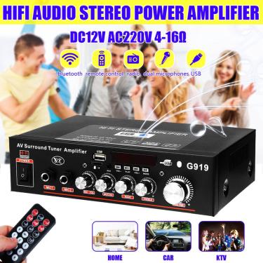 Imagem de 600 W 2CH hifi Amplificador de Áudio Amplificadores de Potência Estéreo Bluetooth 12 V / 220 V Carro Home Theater Amplificadores Music Player