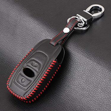 Imagem de WSWJDW Porta-chaves de couro masculino feminino porta-chaves do carro capa chaveiro anel chave bolsa, adequado para subaru BRZ XV Forester Outback legado