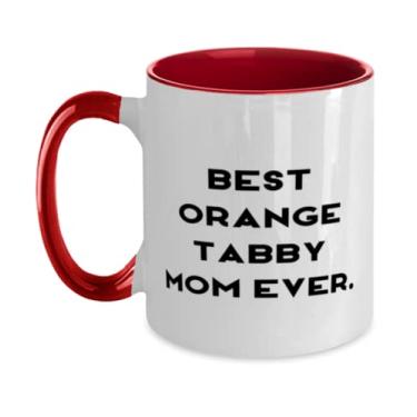 Imagem de Best Orange Tabby Mom Ever. Caneca de dois tons de 325 ml, presente de gato malhado laranja de amigos, copo reutilizável para gato mãe