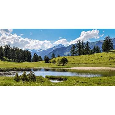 Imagem de Yeele 3,7 x 1,8 m, natureza, paisagem de fundo, montanha, floresta, rio, cenário, céu azul, nuvens, pano de fundo, decoração ao ar livre, papel de parede, lua de mel, viagem, crianças, adulto,