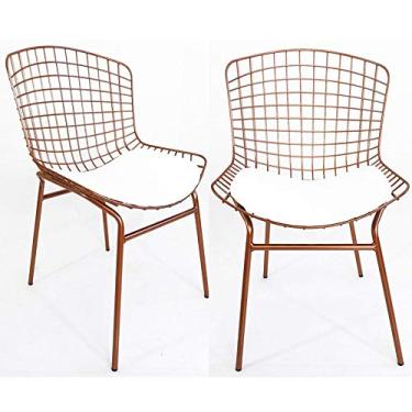 Imagem de Kit 2 Cadeiras BERTÓIA cobre assento branco tubular - Poltronas do Sul