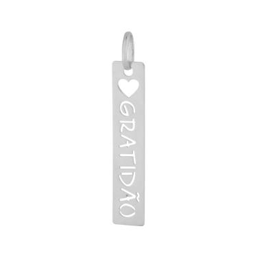 Imagem de Pingente Aço Placa Feelings Gratidão 32x6mm