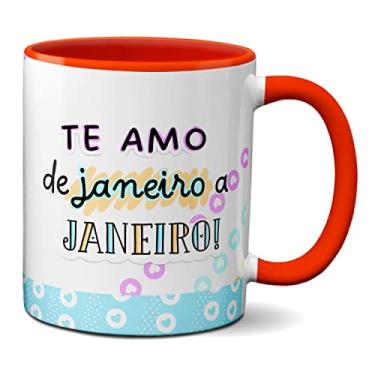 Imagem de Caneca Flork Namorados Fofos Te Amo De Janeiro A Janeiro (Vermelha)