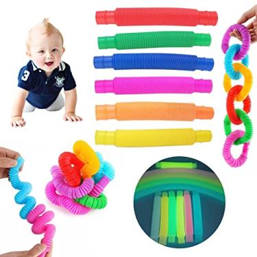 Imagem de JaryforAZ Luminoso Pop Tubes Fidget Toy Fluorescente Cor Esticada Tubo de Plástico Brinquedo Sensório para Crianças Meninos Meninas Brinquedo de Alívio para Estresse Autismo ADHD e Ansiedade