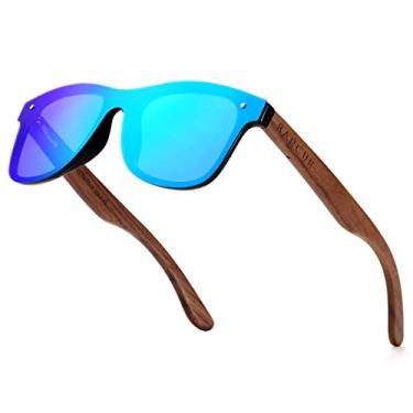 Imagem de BARCUR Óculos de sol vintage masculino feminino de madeira polarizada com estampa de zebra de nogueira sem aro, quadrado, luxuoso, Azul, laranja, preto, Lens Height: 48 mm