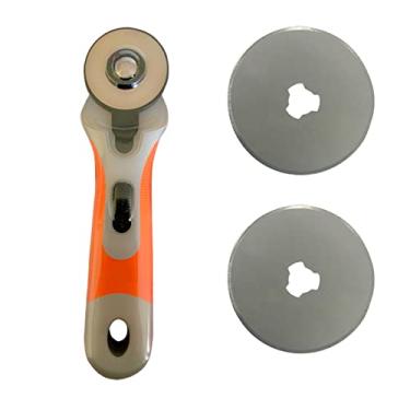 Imagem de Cortador Rotativo Circular com Disco 45mm + 2 Laminas Reservas Para Tecidos Papel Artesanato Patchwork Scrapbook (Cortador Circular Cinza)