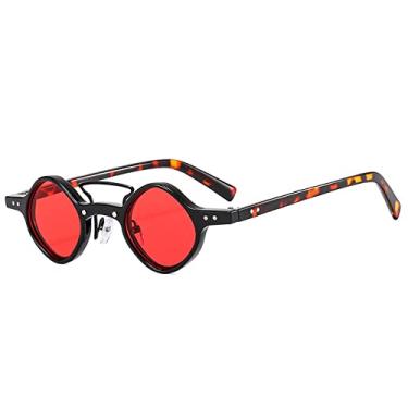 Imagem de Moda Óculos de Sol Quadrados Pequenos Mulheres Retro Pontes Duplas Lentes Oceânicas Transparentes Óculos de Sol UV400 Rebites Masculinos Punk, Preto Leopardo Vermelho, A