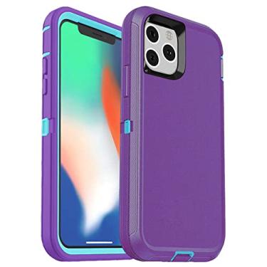 Imagem de 3 in1 para iphone12 13 pro max xs max capa capa de cinto clipe de proteção resistente capa para iphone 7 8 plus, céu azul roxo, para iphone 12 12pro
