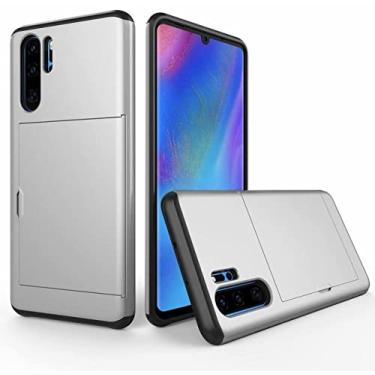 Imagem de Para Huawei P30 Pro Case Hard Armor Phone Case Para Huawei P30 Pro Carteira Porta Cartão de Crédito Slide Protect Cover Para P30, Prata, Para Huawei Youth