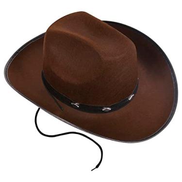 Imagem de Chapéu de cowboy Kangaroo marrom para homens e mulheres - chapéu de feltro acessório ocidental com fecho de puxar para festas à fantasia, cosplay, chapéu de cowboy marrom para moda country, Marrom