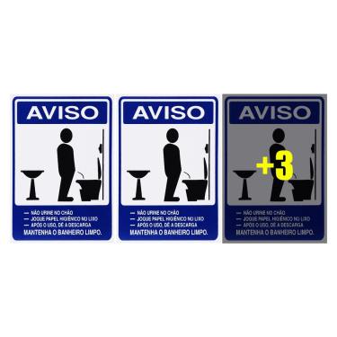 Imagem de Combo 6 Placas De Sinalização Mantenha O Banheiro Limpo Masculino 15X20 Acesso - S-232 F9e